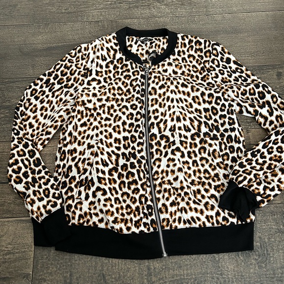 Express Jackets & Blazers - Express Leopard Print‎ Bomber Jacket